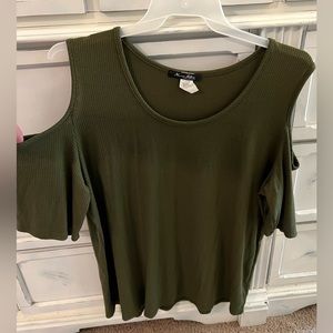Green cold shoulder blouse